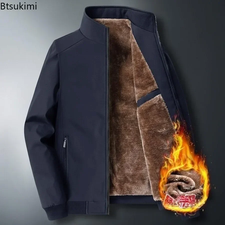 Autumn Winter Men Fleece Thick Parka Coat Jacket Fur Collar 8XL