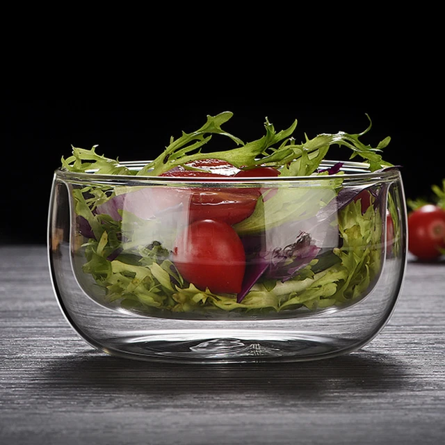 Double Wall Glass Salad Bowls  Transparent Glass Salad Bowl - Large Glass  Salad Bowl - Aliexpress