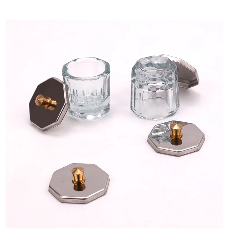 Nail Acrylic Liquid and Powder Tools Crystal Glass Acrylic Powder Liquid Nail Octagon Cup White Colorful Clear Dish Lid Bowl Cup Holder Equipment Nail Art Tools nail acrylic liquid nail powder acrylic nail powder manicure tools nail tools