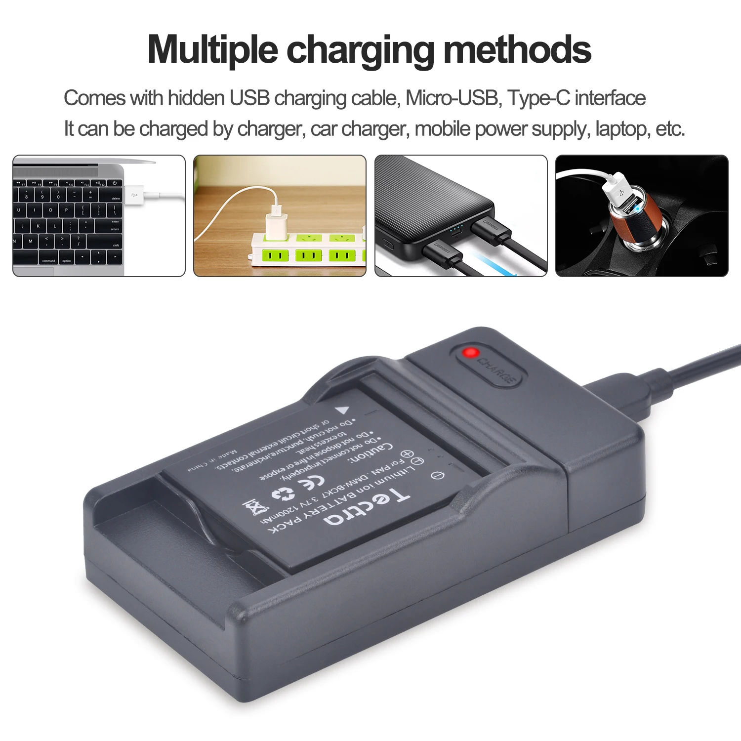 DSTE DMW-BCK7 Li-ion Batteria e Caricabatterie USB per Panasonic DMC-FH2 DMC -FH4 DMC-FH5 DMC-FH6 DMC-FH7 DMC-FH8 DMC-FH25 DMC-FH27 DMC-FP5 DMC-FP7 DMC- FS16