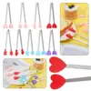 Creative Silicone Stainless Steel Mini Snack Food Tongs Non-slip Handles BBQ Bread Ice Cube Clip Kitchen Accessories BBQ 3
