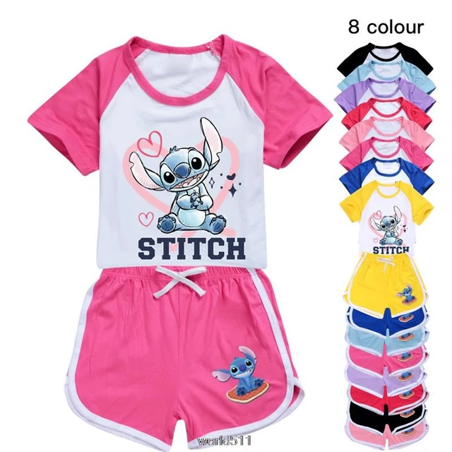 Disney Pyjama Stitch Fille, Ensemble de Pyjama Short Fille, Pyjama