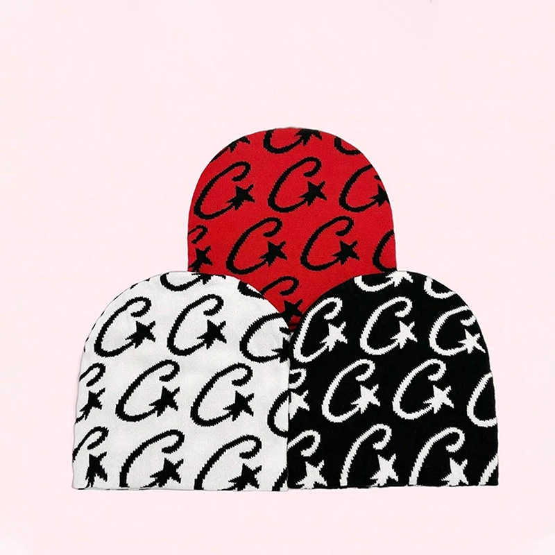 Fashionable Star Pattern Knitted Beanie - Unisex, Warm & Soft Winter Hat