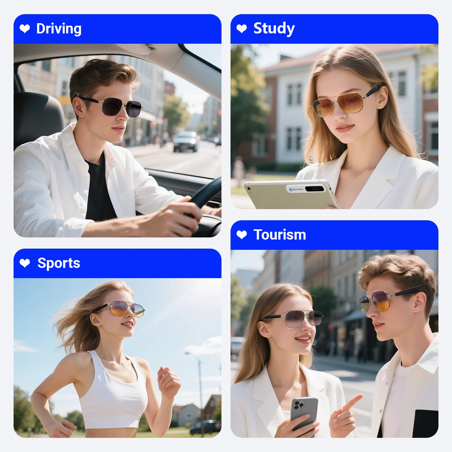 LIGE Ai Smart Bluetooth Glasses 100+Languages Translation Real-time Q&A BT5.4 Music UV Protection Smart Sunglasses for Men Women