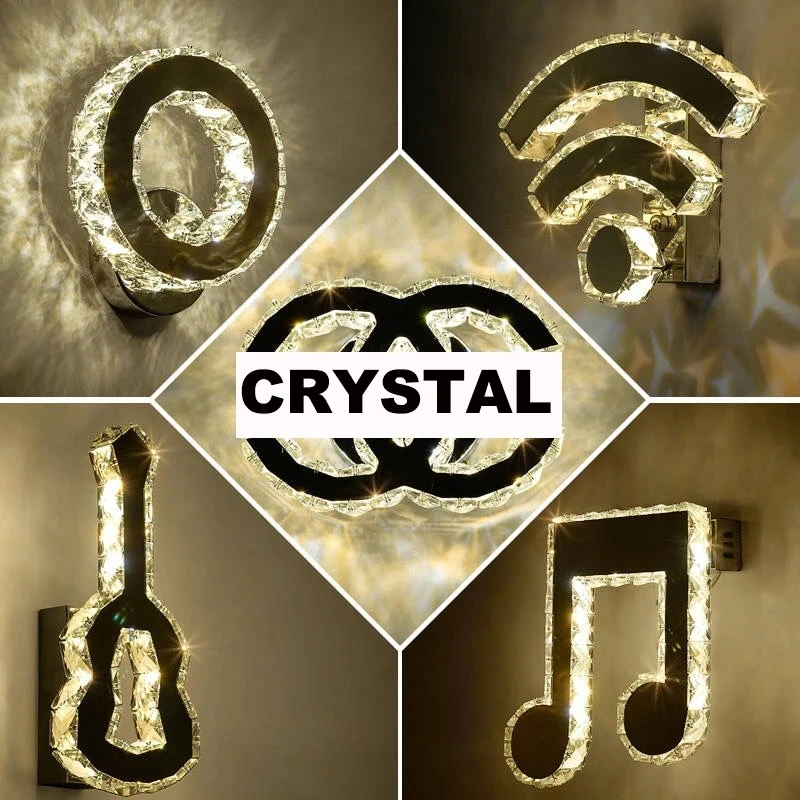 Nordic Crystal Wall Lamp Modern Dimming Stylish Luminaire for Bedroom Bathroom Living Room Mirror Decorative Led Wall Lamps