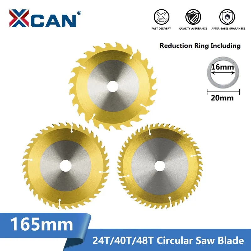 XCAN 165mm Wood Saw Blade Carbide Tipped TCT Circular Saw Blade for Woodworking Cutting Disc cmcp 165mm circular saw blade tct carbide saw blade for woodworking cutting tools wood cutting disc