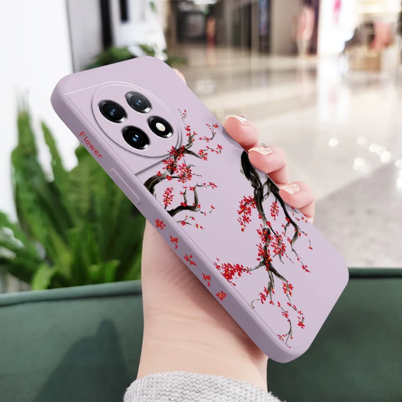 Elegant Cold Plum Snow Liquid Silicone Phone Case Cover