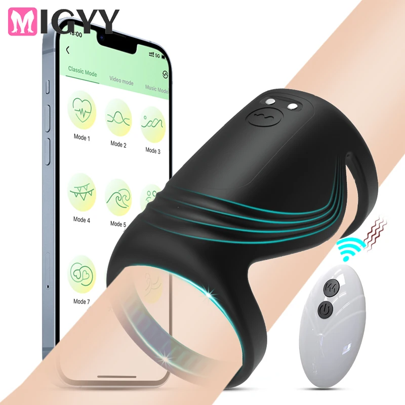Bluetooth Penis Vibrator für Männer Masturbator Sex Maschine Penis Verzögerung Trainer Cock Ring Eichel Massager Männliche Sex Spielzeug für Erwachsene 1