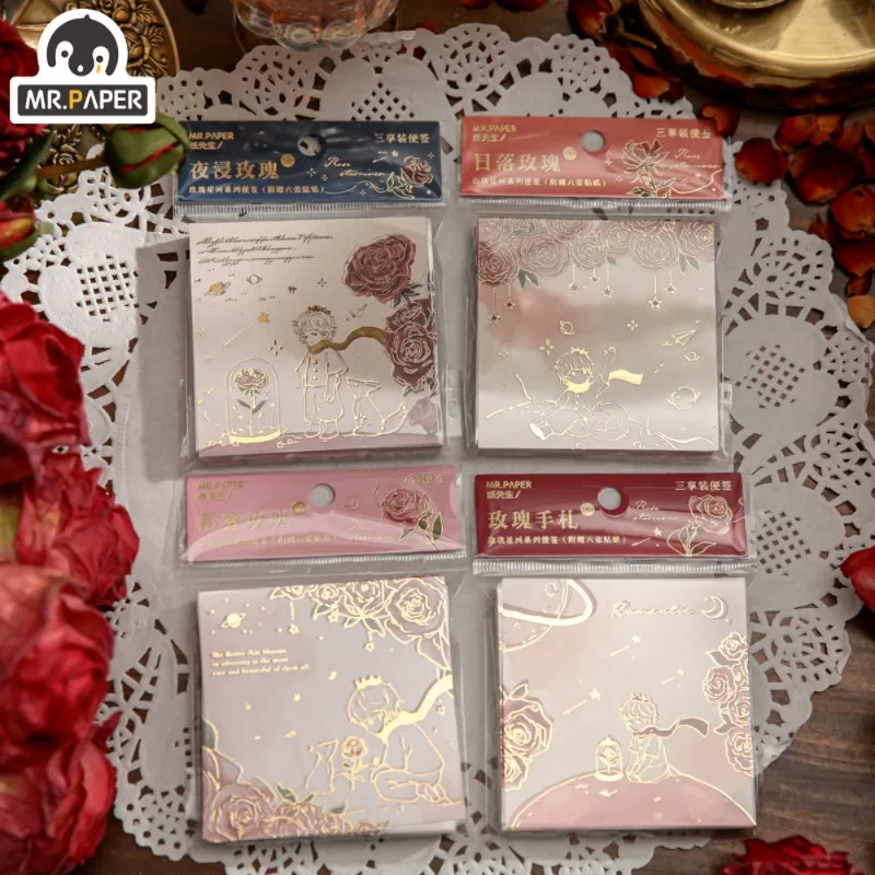 

Mr. Paper 96pcs/Pack Vintage Rose Series Memo Pad Good-looking Note Journal Decoration Base Paper Stationery Supplies