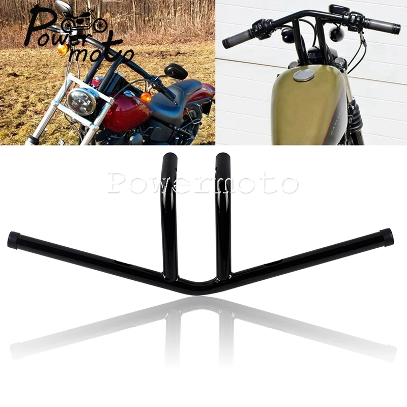 

Black Motorcycle 1" 25mm Retro 6" Rise Handlebars T-Bars Custom Handle Bar For Harley Electra Glide Sportster XL 883 1200 Dyna