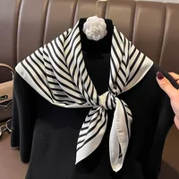 Luxury Brand Silk Square Plaid Scarf Women Satin Neck Hair Tie Band Soft work neckerchife 2021 NEW Hijab Head Female Foulard - Image 4