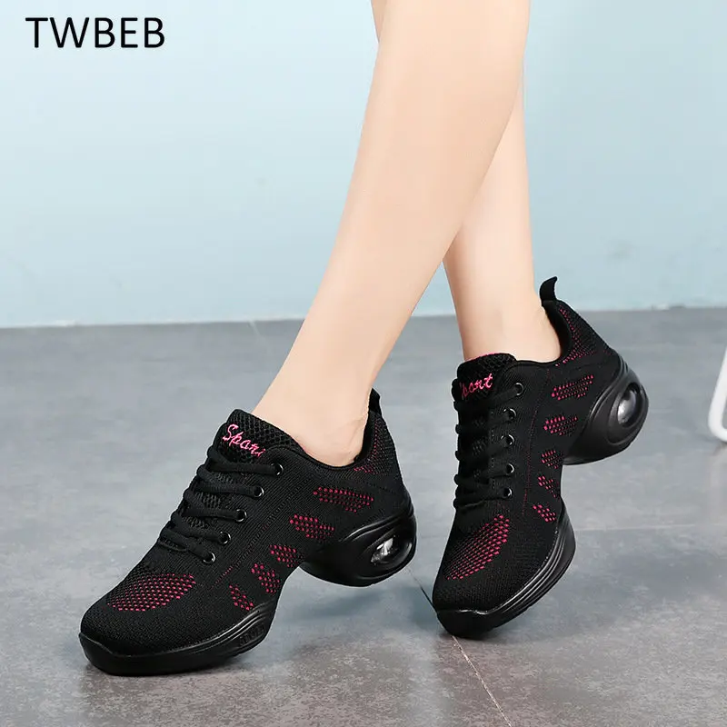 

Spring and Autumn New Style Square Dancing Women's Shoes Mesh Adult Jazz Sport Dance Shoe Female Medium Heel Soft Dancing Shoes