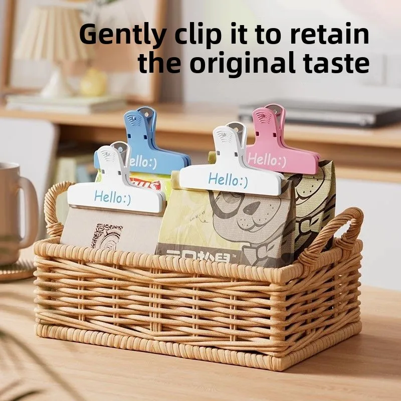 [Color random] 3Pcs Magnetic Clip kitchen Food Snack sealing seasoning Plastic Clip Office Supply for Documents Bills Stationery