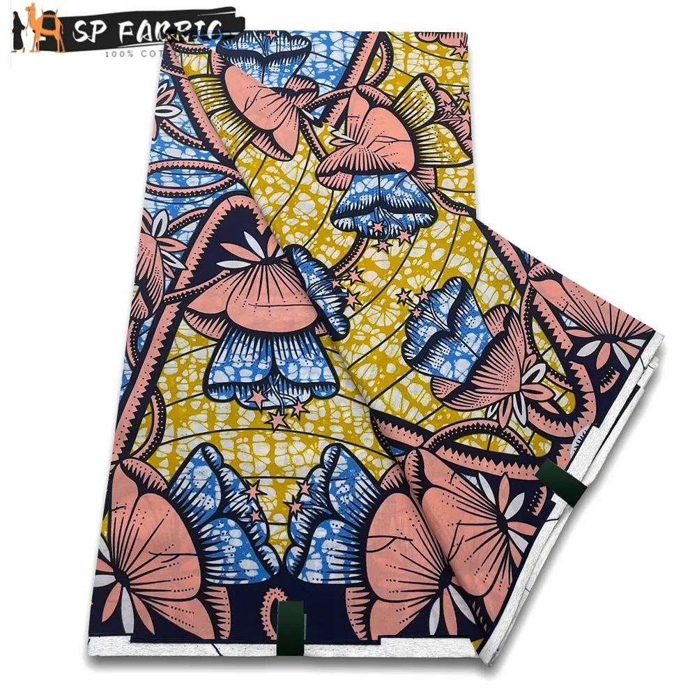 

Super Fabric 100% Original Real Ankara Fabric African Wax Fabric Block Print Batik Dutch Fabric 6yards For Wedding Party VL116