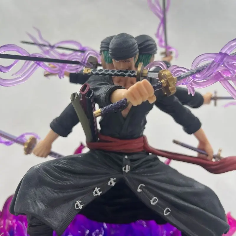 

30cm One Piece Roronoa Zoro Anime Figure Gk Three Heads And Six Arms Nine Knives Flow Ashura Pvc Action Figurine Model Toys Doll