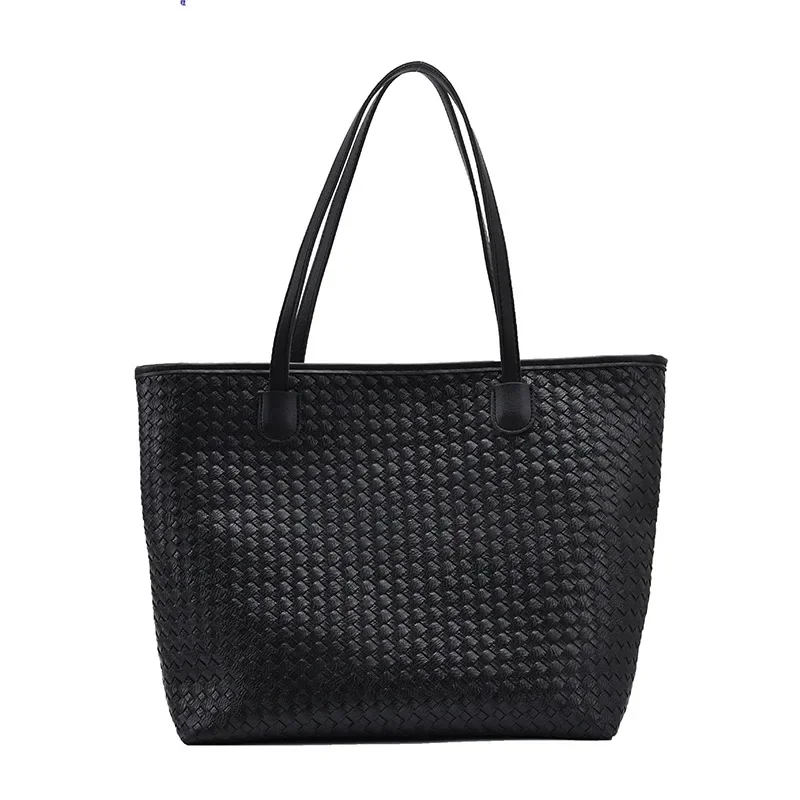 Large Capacity Women's 2024 Summer New Woven Shoulder Portable Solid Color Underarm Tote Bag
