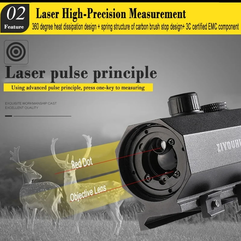 ZIYOUHU MINI8 Laser Real-time Rangefinder Red Dot Assisted Rangefinder/velocimeter Motion Type Rangefinder 1200m