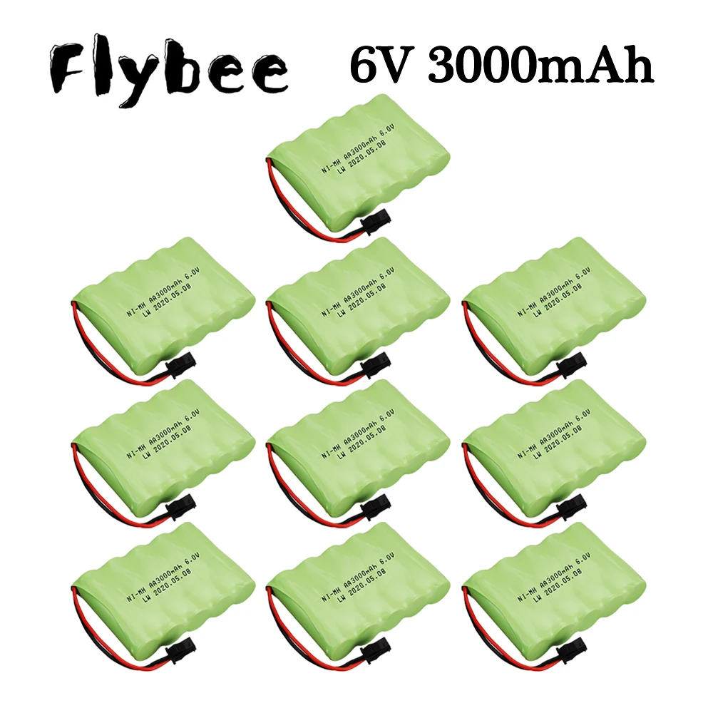 1-10Pcs 6V 3000Mah Nimh Battery For Rc Toys Cars Tanks Robots Boats Guns Aa 6.0V Rechargeable Battery Ni-Mh 5*Aa Battery Pack