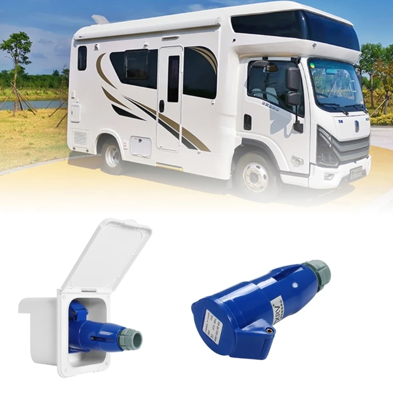 External Flush Hook Up Power Outlet 16A Motorhome Trailer Flush Inlet Socket