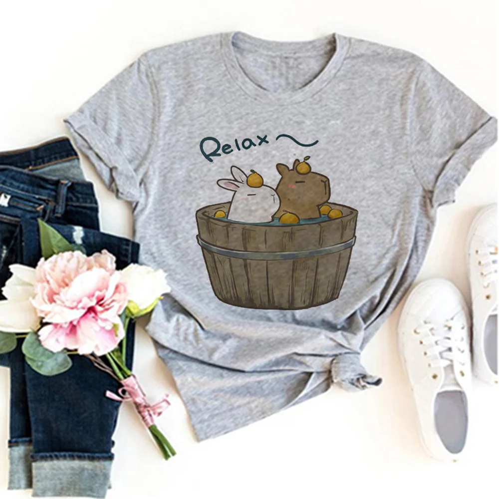 

capibara capybara t shirt women anime harajuku top female streetwear 2000s clothes