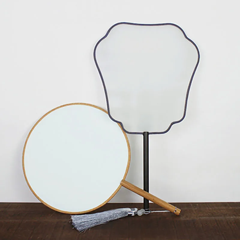 Chinese Round Blank Silk Fan for Women, Ancient Court Style, Dance, Wedding, Embroidery, Painting