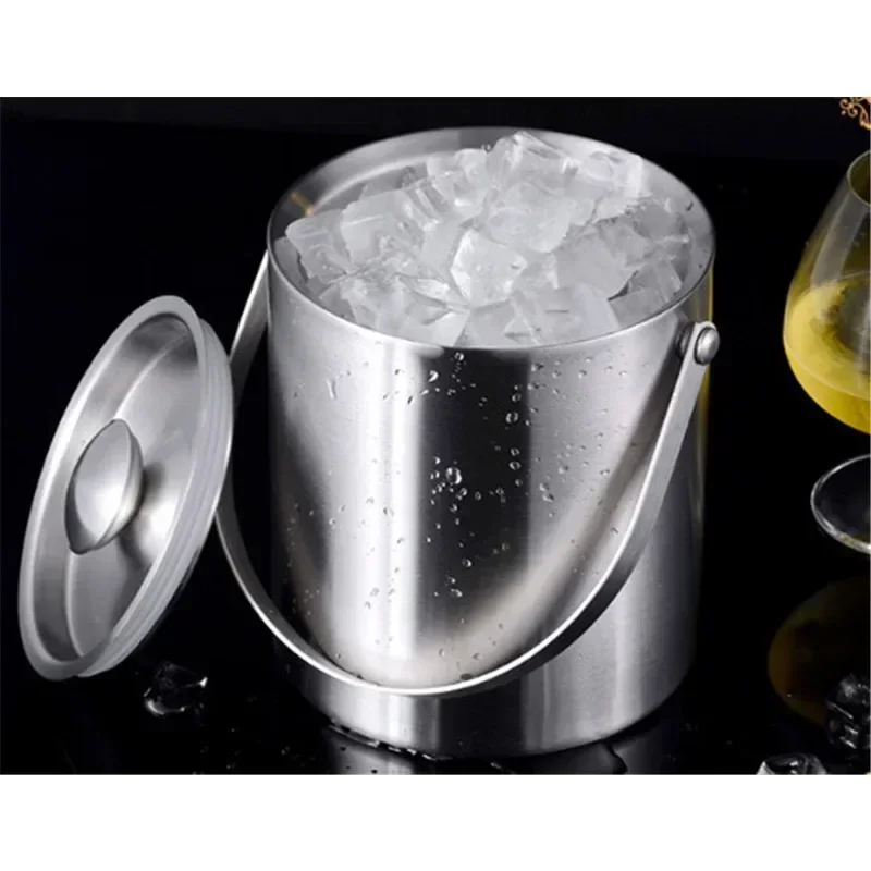 304 2L/3L Stainless Ice Steel Bucket Portable Wall Double Insulated with Hotel Lid wine Champagne whiskey Beverage beer tools