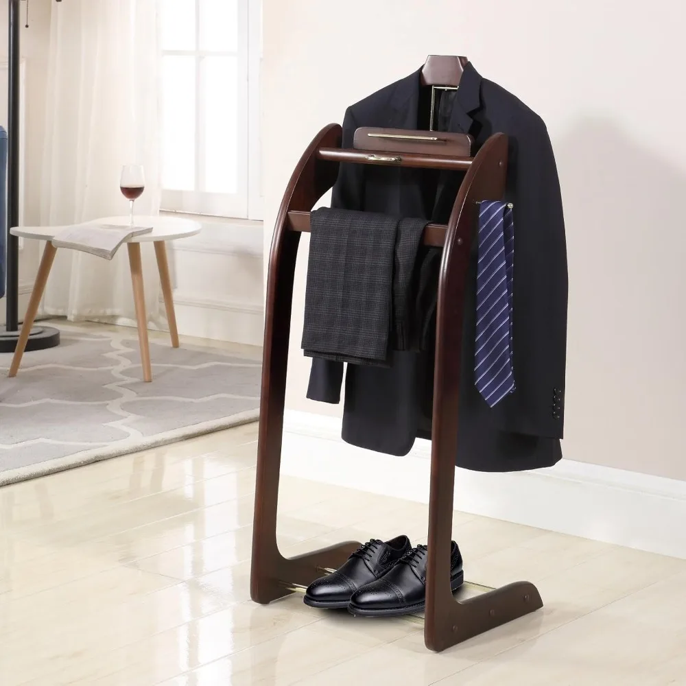 windsor suit valet stand vl16001 with top tray, contour hanger, trouser bar, tie & belt hooks and shoe rack, 17" w x 14" d x 40