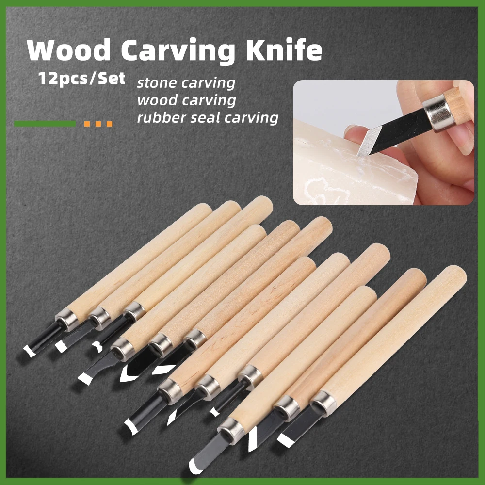 12Pcs/6pcs Wood Carving Chisels Knife DIY Wood Carving Tools Woodworking  Engraving Fine Carving Knifes Handmade Cutter Tools Set - AliExpress