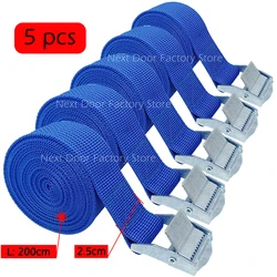 Durable 5 - Pack Blue Reusable Lashing Straps with Metal Buckles - 2M (5pcs Blue 2M)
