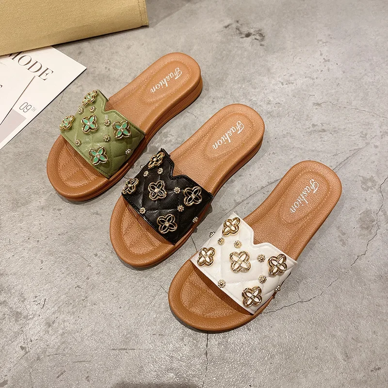 Flowers Soft Summer Slippers Women Slide Sandals Outside Beach Flip Flops Woman Comfort Bathroom Shoes Zapatillas Mujer