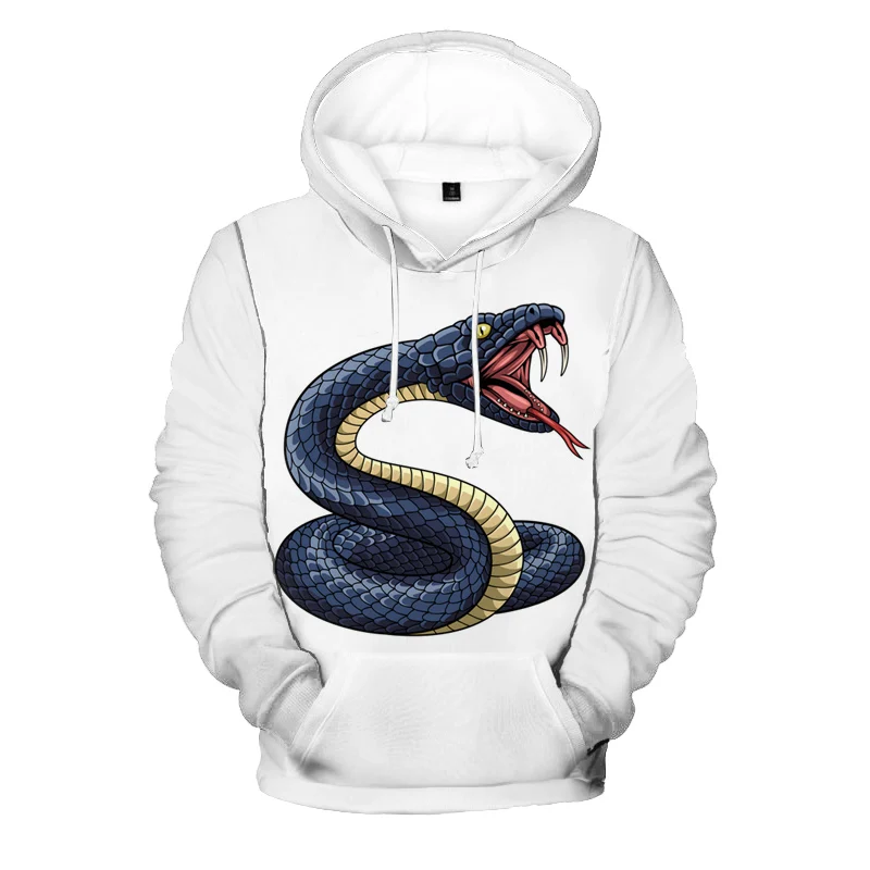 

Spring Autumn White Casual Hoodie Men Women Animal Snake Graphic Long Sleeve Top Loose Oversized Unisex Sweater Hooded Coat