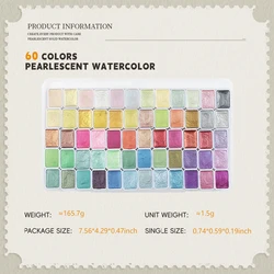 SeamiArt Pearlescent Solid Watercolor Set - Premium Art Supplies (60 Colors)