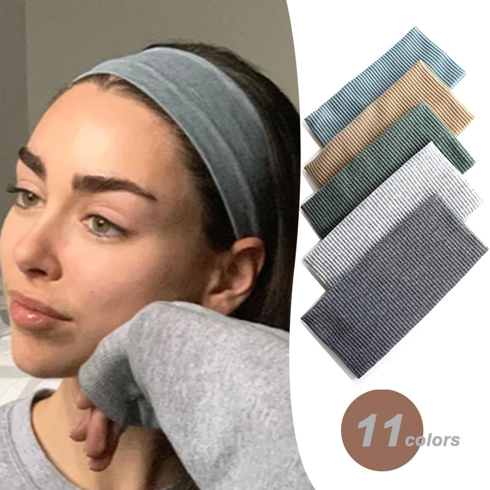 Solid Color Headband for Women Men Yoga Knitting Elastic Hair Bands Turban Makeup Hair Hoop Vintage Headwrap Accessories 2022 magic sticker yoga hair band korean running knitting hair accessories for women fashion bandana kawaii makeup spa headbands