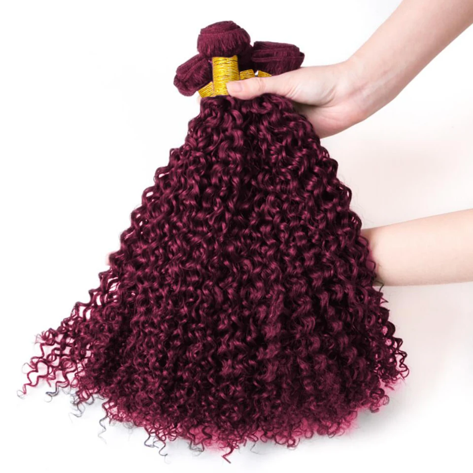 Miss Rola Brazilian Kinky Curly Human Hair Weaves 1/3/4 Bundles 27# Blonde 99J BUG Ombre Remy Hair Extensions Double Wefts