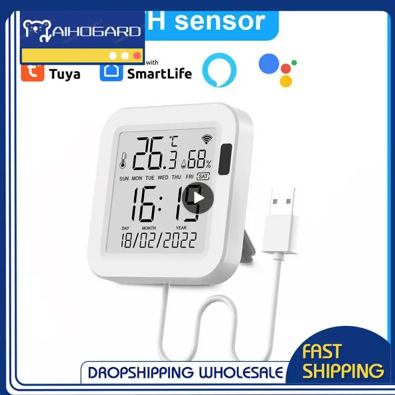 

Tuya Temperature and Humidity Smart Sensor With Backlight for Smart Home var WiFi SmartLife Work with Alexa Assistant