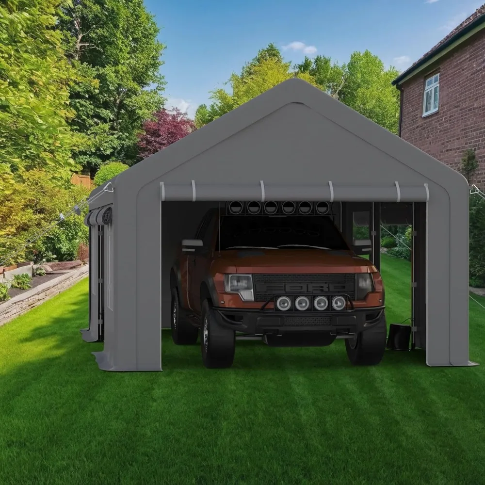 13x20ft Carport Portable Upgraded Garage,Heavy Duty Carport with4Roll-up Doors &4Ventilated Windows,UV Resistant Waterproof Tarp