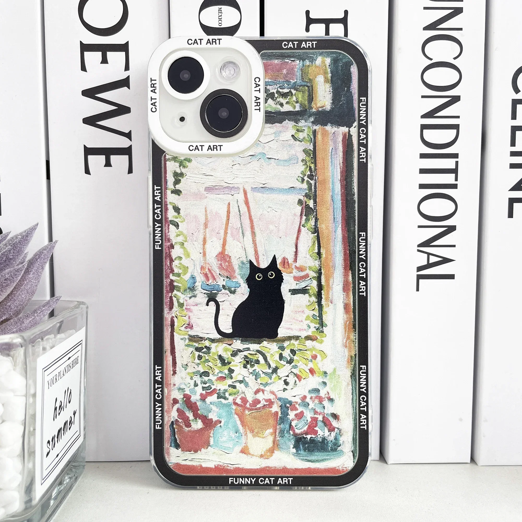 thumbnail image 1 of Funda de teléfono Claude Monet Van Gogh con diseño de gato divertido para iPhone 16 15 14 13 12 11 Pro Max Mini XS X XR SE 7 8 Plus, funda suave transparente, 1 of 5
