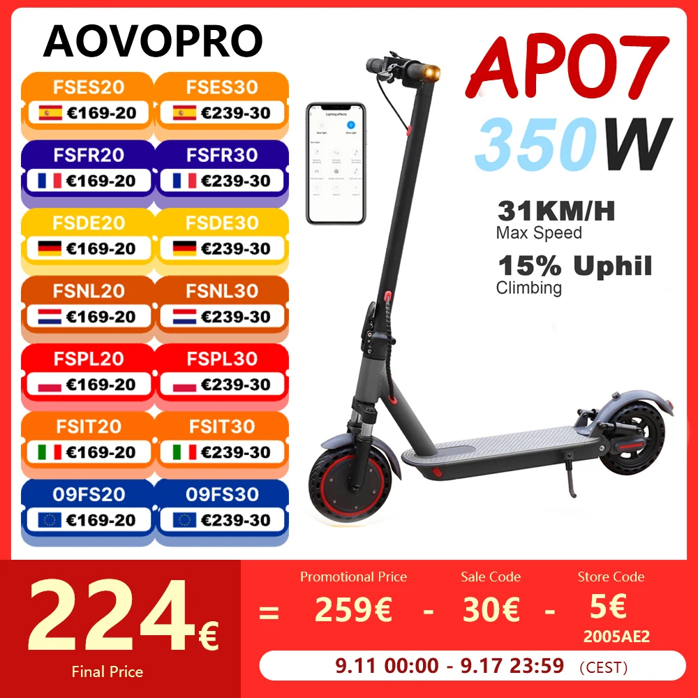 AOVOPRO-AP07-Electric-Scooter-8-5-Inch-350W-eScooter-31KM-H-Speed-30
