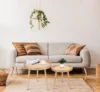 Round Coffee Table Set of 2, Natural Boho Coffee Table, Small Mid Century Modern Rattan Coffee Table, Boho Side Table End Tables 6