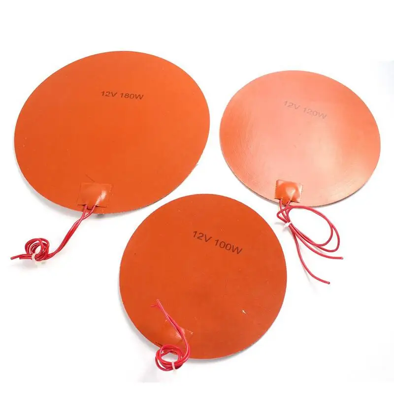 5V 12V 24V 110V 220V Round Silicone Rubber Heating Pad Mat W/ Adhesive Circle Heater Plate Oil Tank 3D Printer Engine Waterproof 4