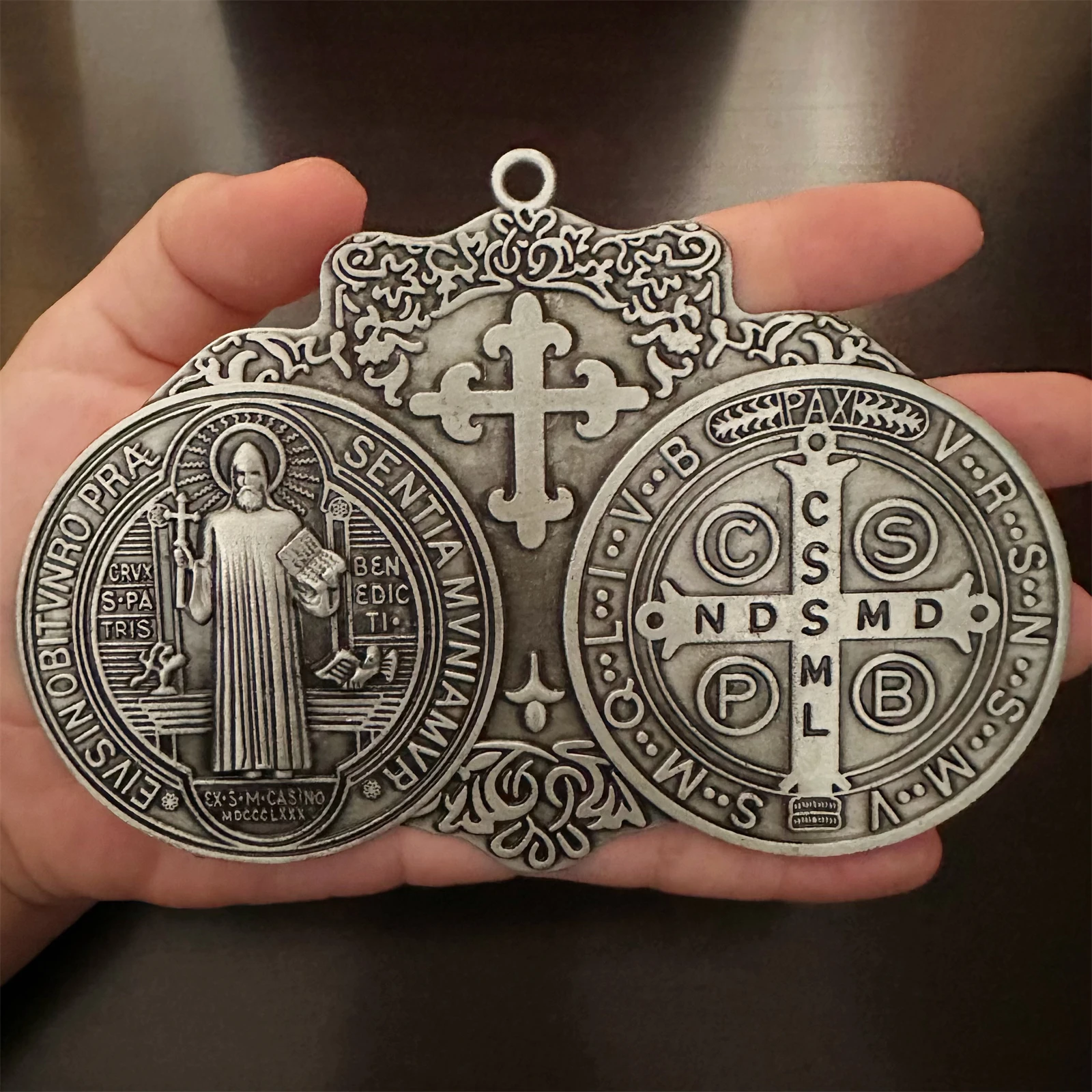 ✝️ Extra Large St. Benedict Cross Medal – 5.7" x 4" 1