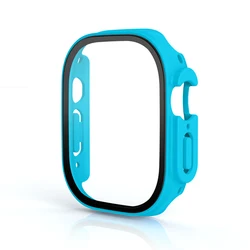 Premium Protective Cover with Screen Protector for Apple Watch Ultra - 49mm Tempered Glass and Durable Case Accessories (Tan blue 08)