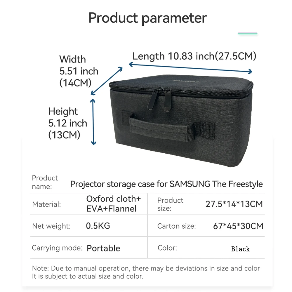 Storage Case Travel Carrying Bag Salange HY300 for HY320 and Universal Type Support HY260 P330 P30Max HCS350 Black Portable projector storage case