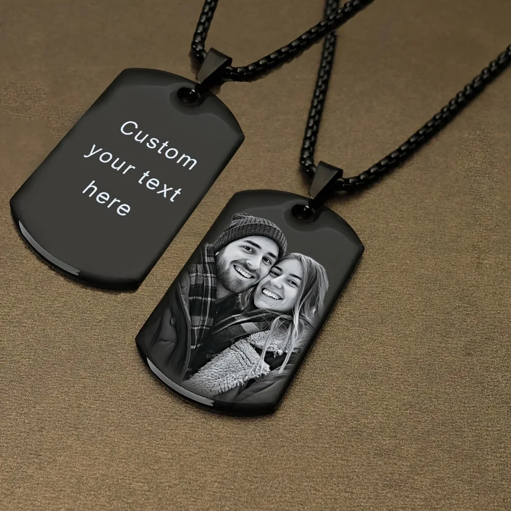 1PC Custom Laser Engraved Dog Tag Necklace Keychain