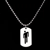 Chaîne de perles de couleur argent Simple, en acier inoxydable, carte carrée, pendentif à motif pour petite personne, bijoux pour femmes et hommes 1