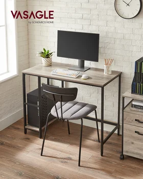 VASAGLE Computer Desk, Writing Desk with 2 Shelves on Left or Right, Work Table for Office Living Room, Steel Frame, 100x50x75cm