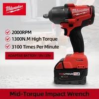 Milwaukee Cordless 1300N.M Torque Brushless Electric Impact Wrench 1/2 inch Screwdriver Wrench Power Tools For 18V Battery 1