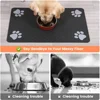 Pet Placemat Dog Cat Food MatStrong Absorption Quick Dry Non-Slip Paw Print Pet Water Bowl Mats Durable Dog Cat Feeding Supplies 3