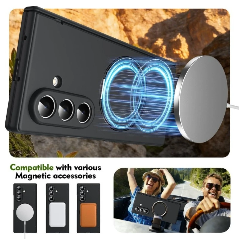 Hinge Protection MagSafe Magnetic Case with 360° Rotating Stand and Full Coverage