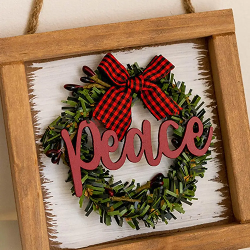 

Christmas Wooden Door Sign Wreath Pendant Christmas Hanging Plaque for Home Decor